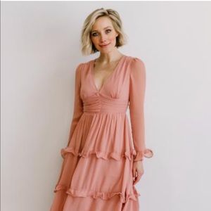 Baltic Born BRADSHAW BLUSH LONG SLEEVE MIDI DRESS